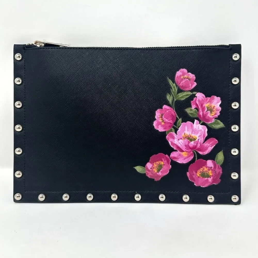 WHITE HOUSE BLACK MARKET FLORAL STUDDED POUCH BAG CLUTCH WITH STRAP - Picture 1 of 8